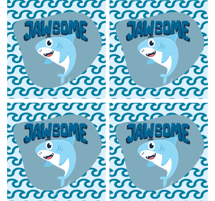 Risani morski pes z valovi podstavek za kozarce - TenStickers