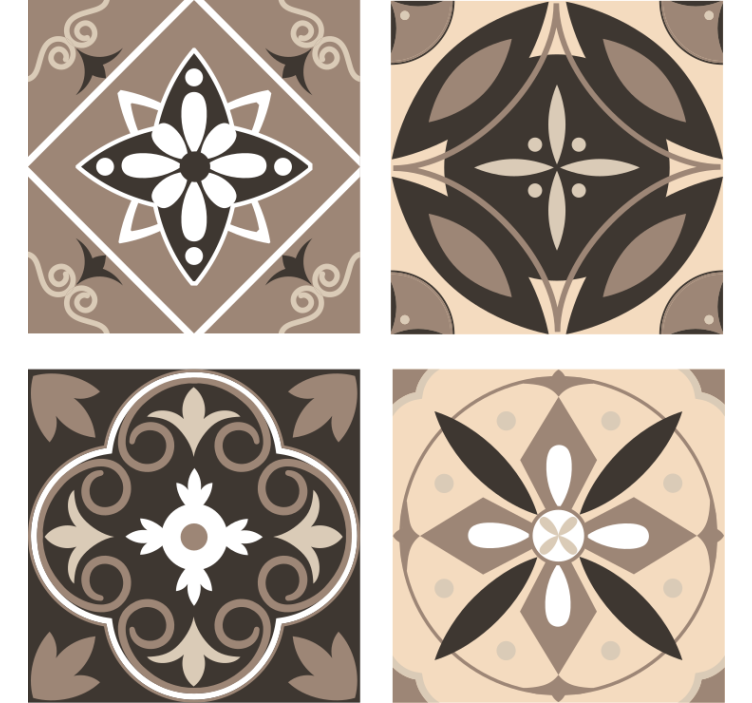 Geometric floral pattern set za podstavke s teksturo - TenStickers