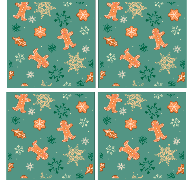 Gingerbread cookie pattern božične podstavke za kozarce - TenStickers