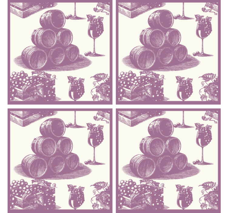 Wine barrels and glasses podstavek za kozarce - TenStickers