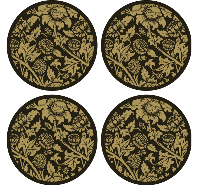 Floral gold pattern podstavki za kozarce vintage - TenStickers