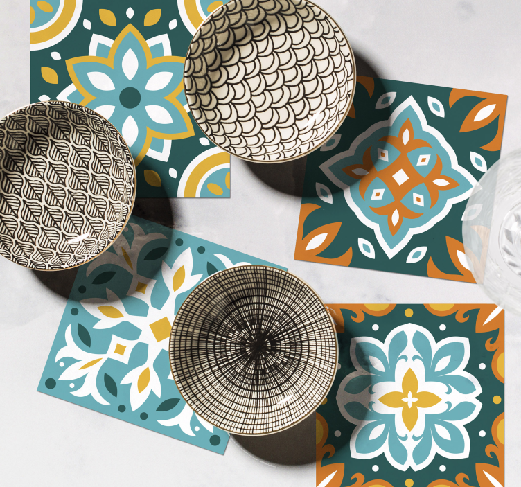 Barvni ornament ploščicasti podstavek - TenStickers