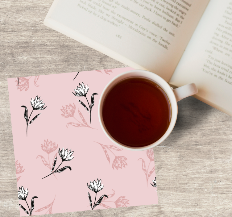 Bele lilije na roza ozadju sodoben podstavek - TenStickers