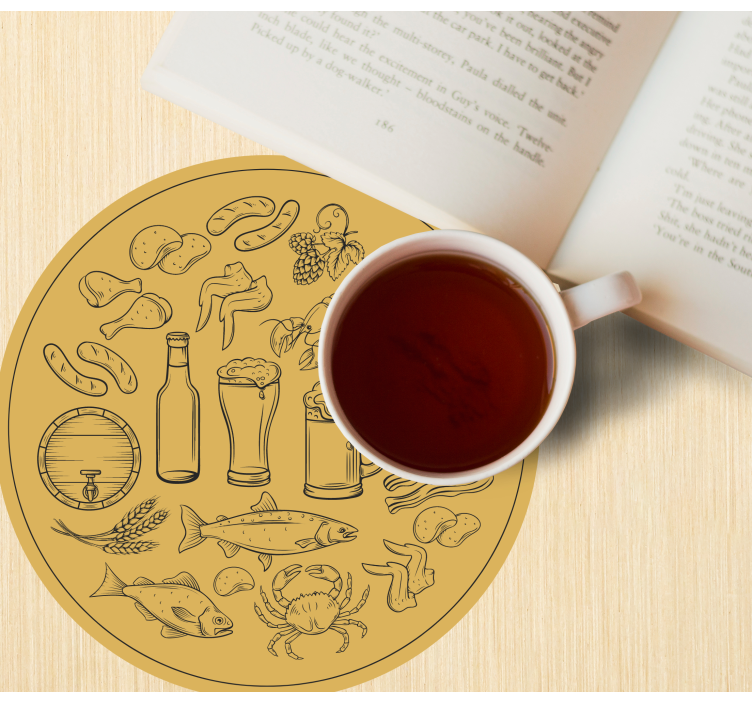 Ikone hrane v krogu sodobnega podstavka - TenStickers