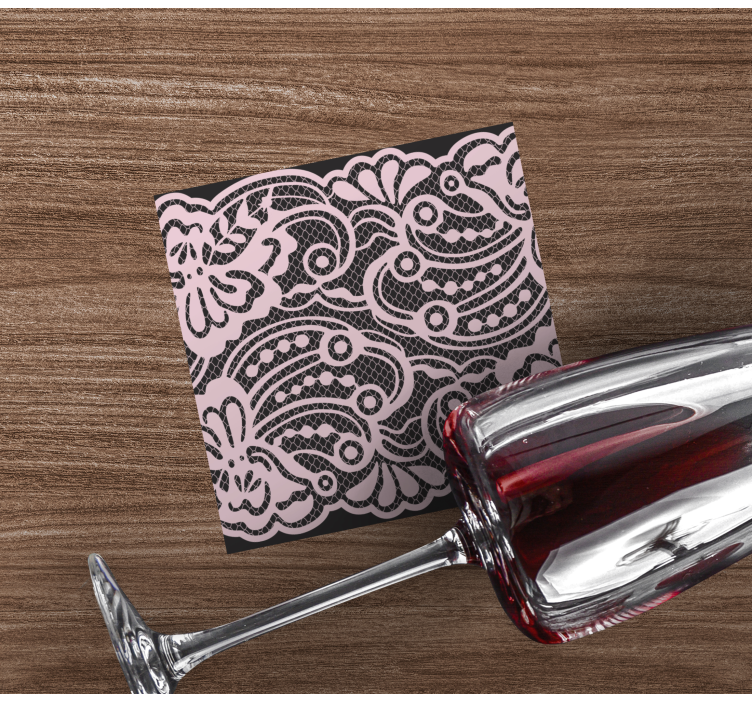 Roza elegantna čipka na črnem modernem podstavku - TenStickers