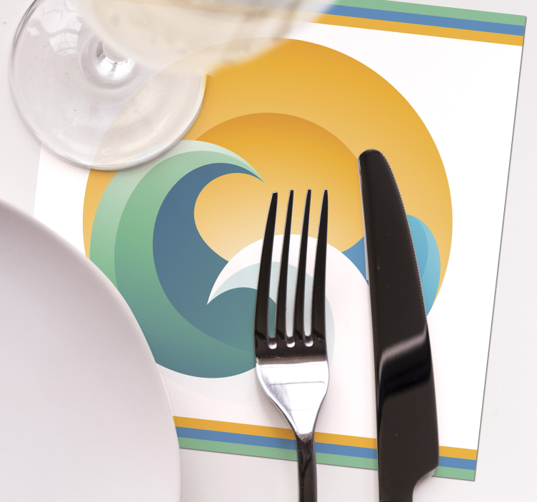 Sonce in valovi podstavki iz 70-ih - TenStickers