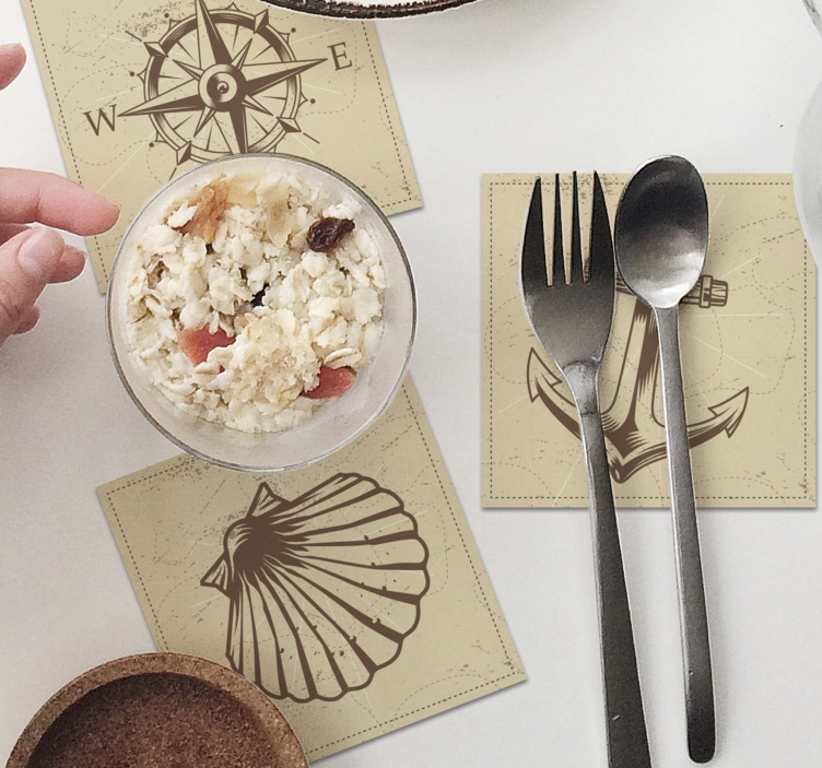 Starinski podstavki z morskimi predmeti - TenStickers