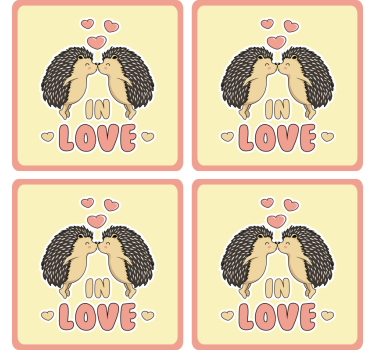 Hedgehogs kissing hearts sodobni podstavki za kozarce - TenStickers