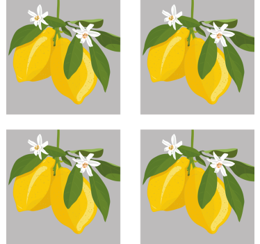 Podstavke za kozarce sodobni rumeni limoni z listi - TenStickers