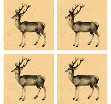 Vintage deer illustration podstavek za kozarce - TenStickers