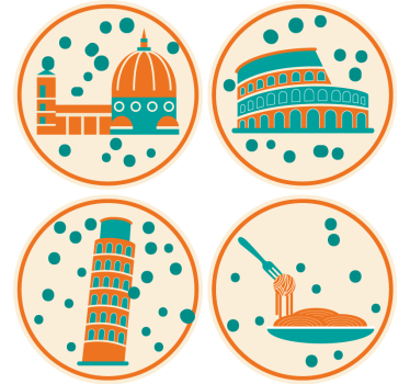 Podstavke za kozarce sodobni znamenitosti italije - TenStickers