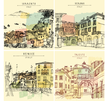 Italian city landscapes podstavek za kozarce z citati - TenStickers