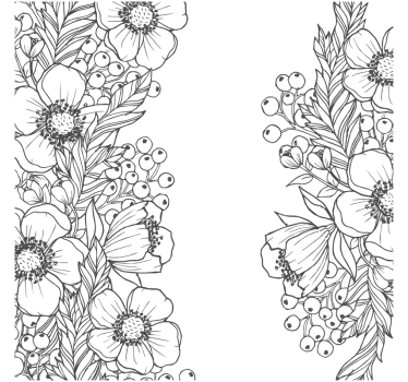 Različni črni cvetovi na belem sodobnem podstavku za pijače - TenStickers