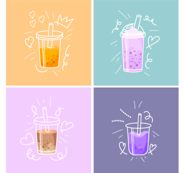 Podstavke za kozarce sodobni barvite ilustracije pijač - TenStickers