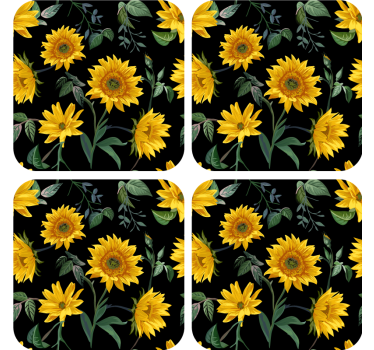 Sunflower floral pattern sodobni podstavki za kozarce - TenStickers