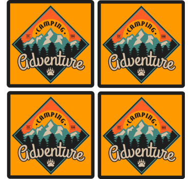 Camping adventure badge podstavek za kozarce s citati - TenStickers