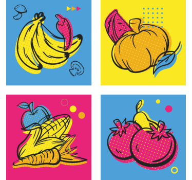 Podstavke za kozarce sodobni barvite ilustracije sadja - TenStickers