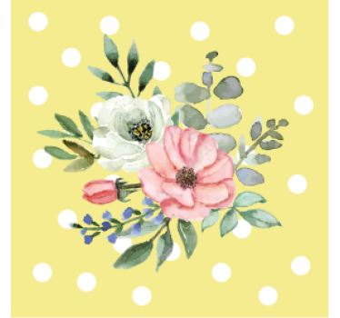 Floral arrangement with polka dots in sodobni podstavki - TenStickers