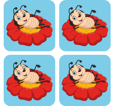 Rdeča roža z majhnim pokrovčkom sodoben podstavek za pijačo - TenStickers