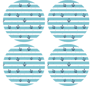 Nautical stripe anchor pattern podstavek za kozarce - TenStickers