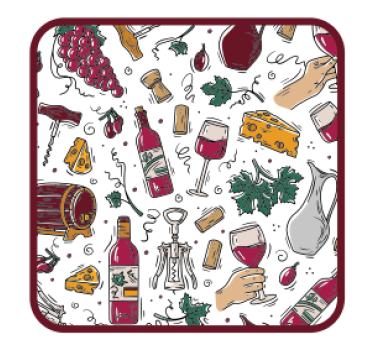 Wine bottles grapes cheese podstavek za kozarce - TenStickers