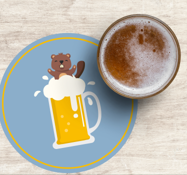 Cheerful beaver mug podstavek za kozarce pivski - TenStickers
