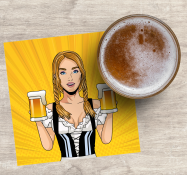 Cheerful woman holding beers s podstavkom za kozarce - TenStickers