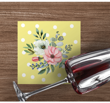 Floral arrangement with polka dots in sodobni podstavki - TenStickers