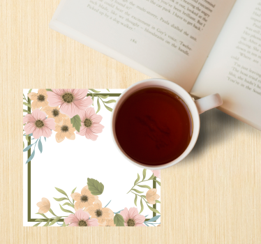 Floral border frame podstavki za kozarce sodobni - TenStickers