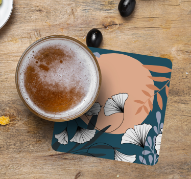 Floral ginkgo pattern sodobni podstavki za kozarce - TenStickers