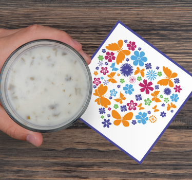 Floral heart arrangement sodobni podstavki za kozarce - TenStickers