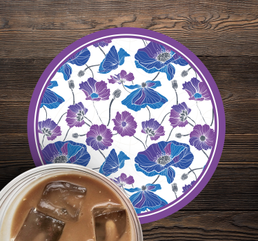 Floral motif with purple accents podstavki za kozarce - TenStickers