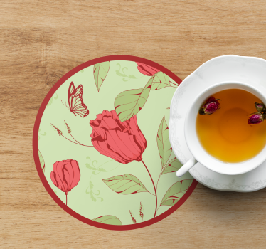 Floral pattern with butterfly podstavki za kozarce - TenStickers