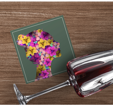 Floral silhouette profile podstavki za kozarce sodobni - TenStickers