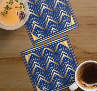 Geometric blue and gold pattern podstavki za kozarce - TenStickers