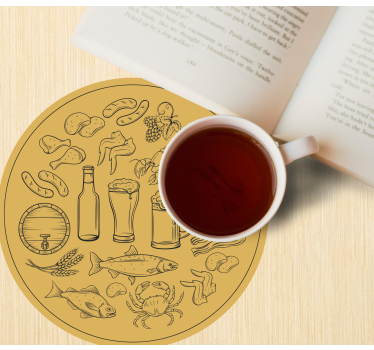 Ikone hrane v krogu sodobnega podstavka za pijače - TenStickers