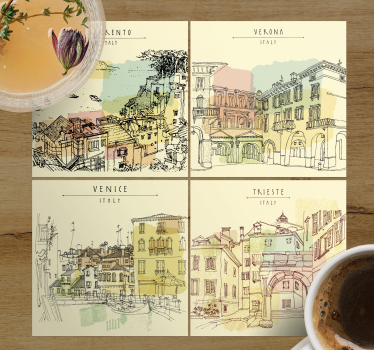 Italian city landscapes podstavek za kozarce z citati - TenStickers