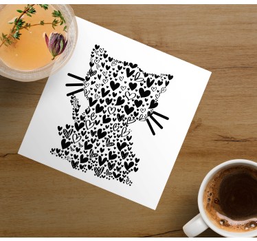 Mačka srca sodobna pijača podstavka - TenStickers