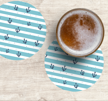 Nautical stripe anchor pattern podstavek za kozarce - TenStickers