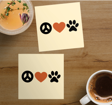 Peace love pets podstavek za kozarce s citati - TenStickers