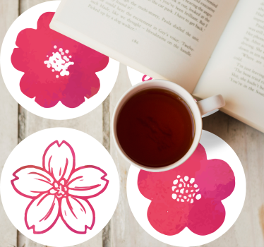 Pink floral elements sodobni podstavki za kozarce - TenStickers