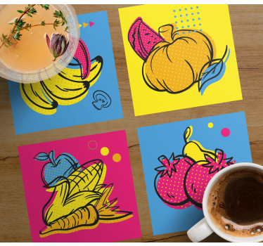 Podstavke za kozarce sodobni barvite ilustracije sadja - TenStickers