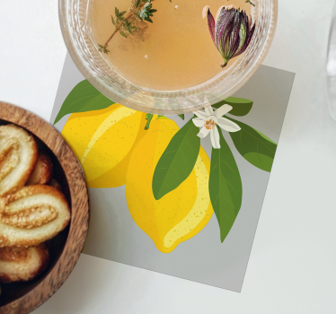 Podstavke za kozarce sodobni rumeni limoni z listi - TenStickers