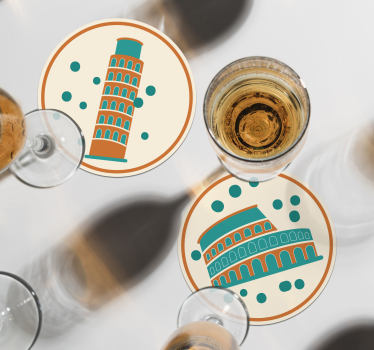 Podstavke za kozarce sodobni znamenitosti italije - TenStickers