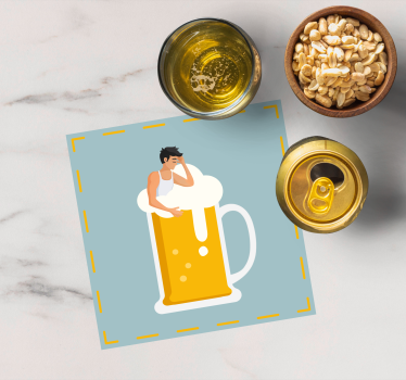 Relaxing beer mug illustration podstavek za kozarce - TenStickers