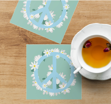 Simbol miru obdan z marjeticami podstavek za kozarce - TenStickers