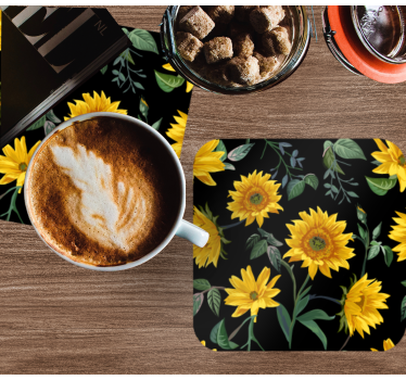 Sunflower floral pattern sodobni podstavki za kozarce - TenStickers