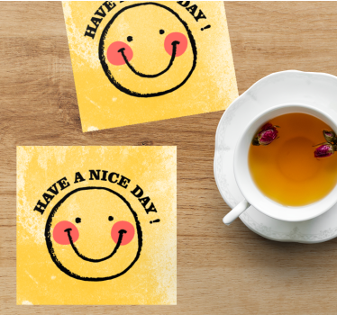 Veseli nasmejanček z voščilom in podstavek za kozarce - TenStickers