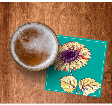 Vibrant sunflower illustration podstavek za kozarce - TenStickers