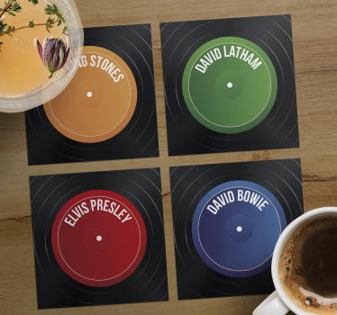 Vinyl record labels podstavek za kozarce geeky - TenStickers